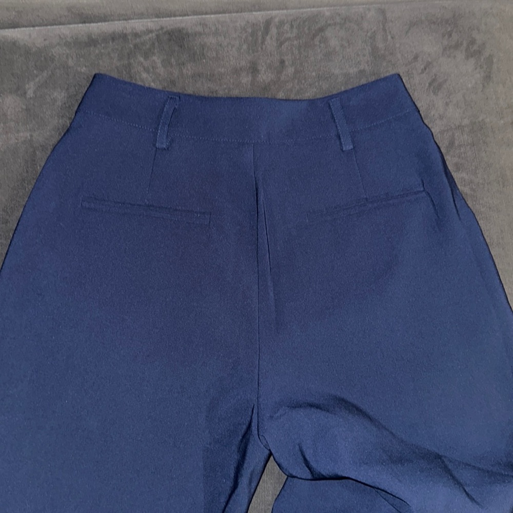 Nasty Gal Navy Color Tailored High Waisted Turn Up Hem Pants - Picture 7 of 9